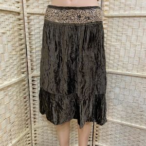 BBJeans, Green Velvet Beaded Skirt - Size S